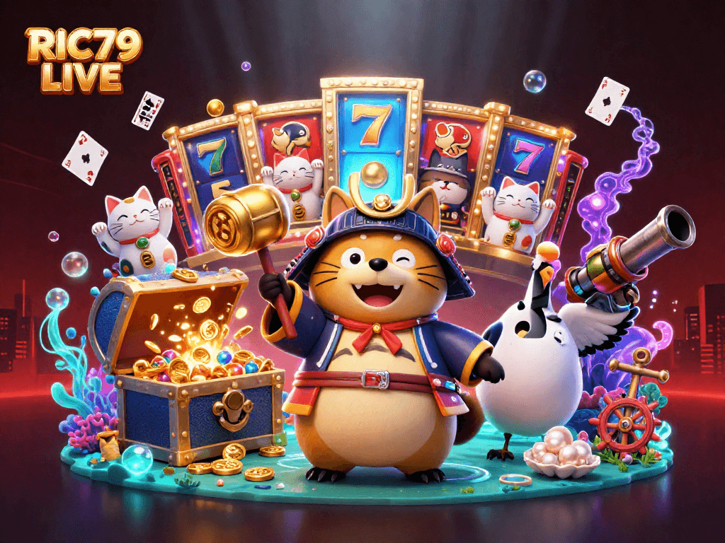 Experience the thrills of RIC79 LIVE with colorful slots, lucky charms and vibrant casino elements.