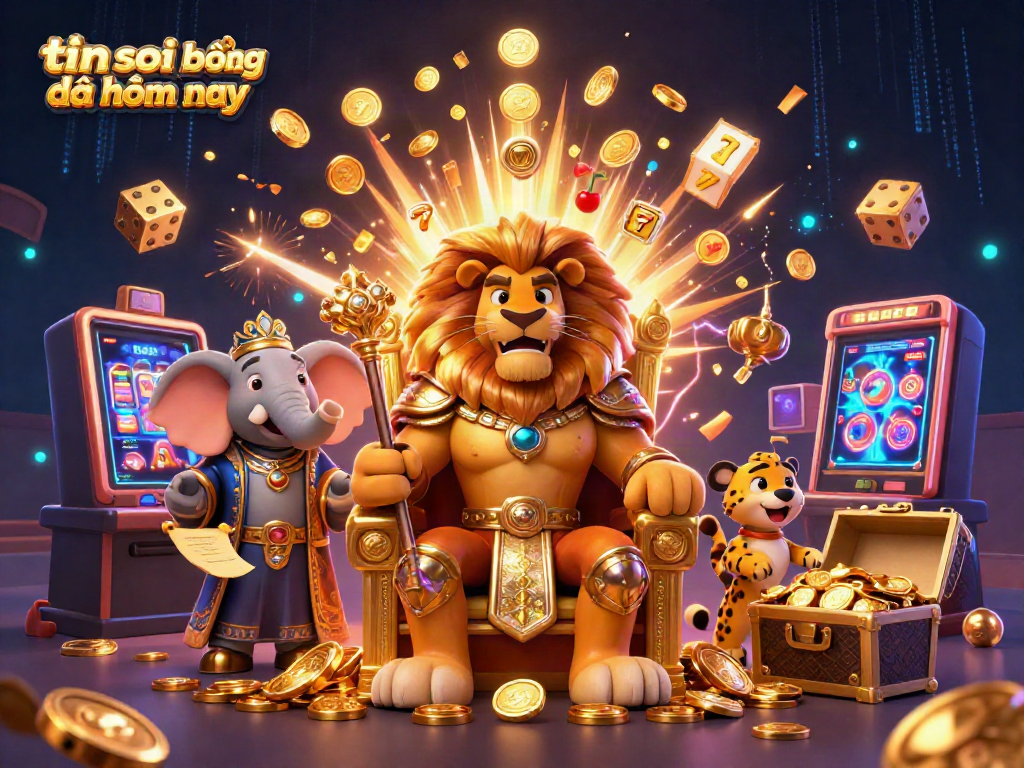 Experience the excitement of tin soi kèo bóng đá hôm nay with thrilling characters in a vibrant casino illustration.