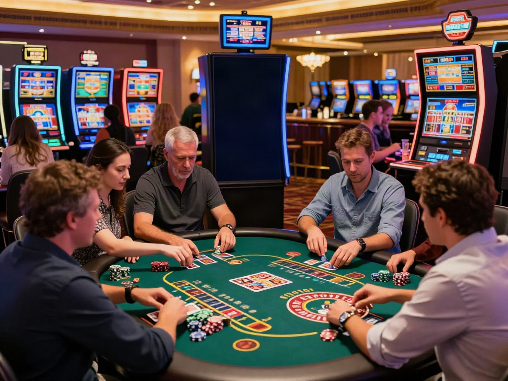 Exciting gaming experience at a casino non gamstop, players enjoying various games in a vibrant atmosphere.
