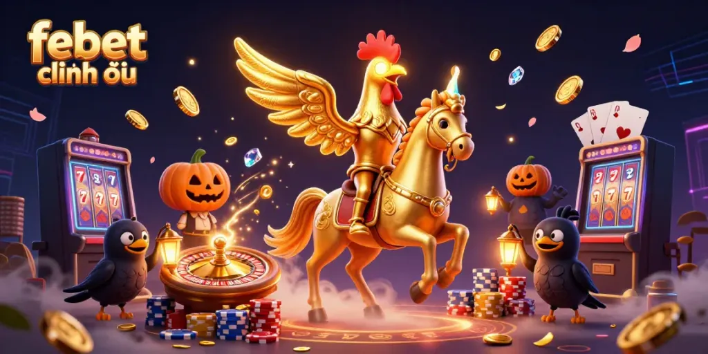 Experience thrilling action at febet chính thức as the golden rooster and friends illuminate the casino with adventure.