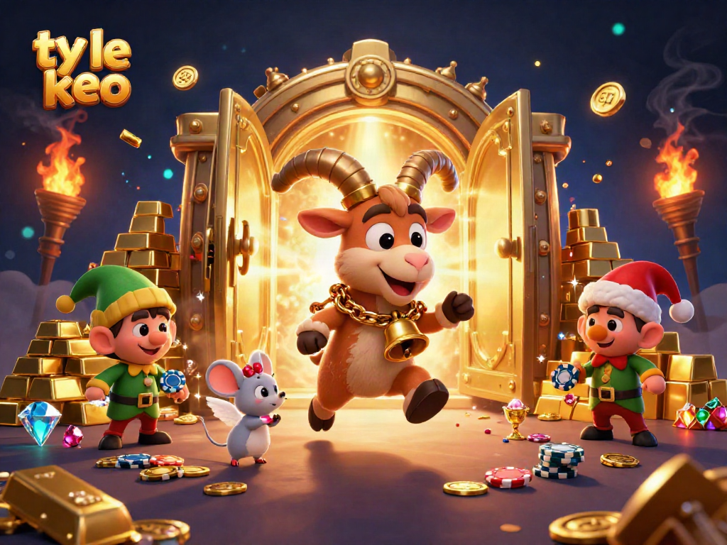 Exciting gameplay in a casino scene featuring ty le keo strategies with vibrant characters and treasures.