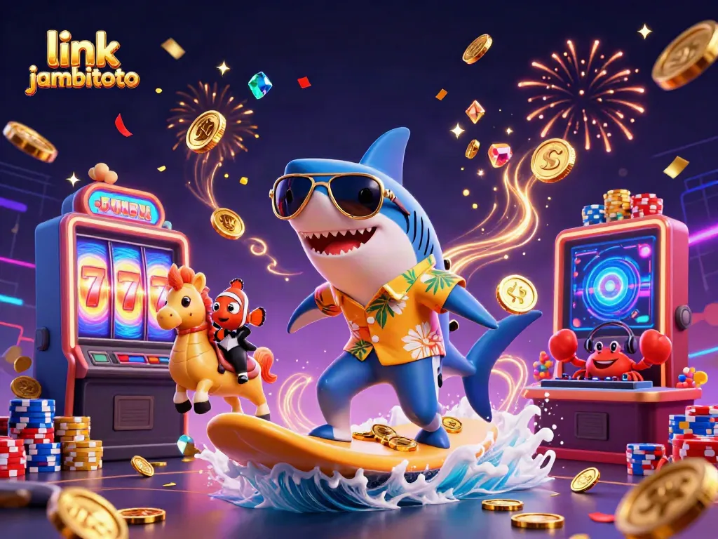 Experience the thrill of gaming action with link jambitoto in a vibrant underwater casino scene.