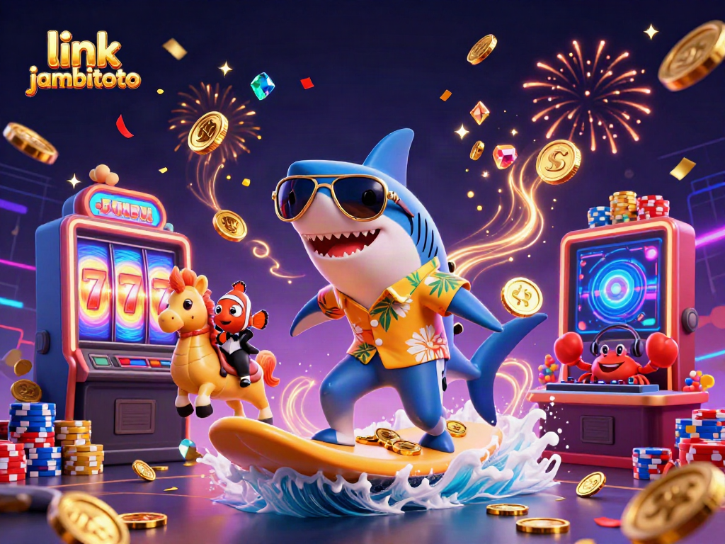 Experience the thrill of gaming action with link jambitoto in a vibrant underwater casino scene.