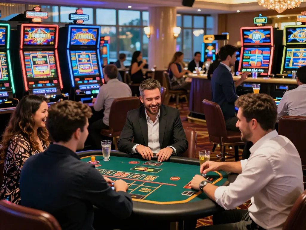 Engaging casino non gamstop scene with players at gaming tables and vibrant atmosphere.