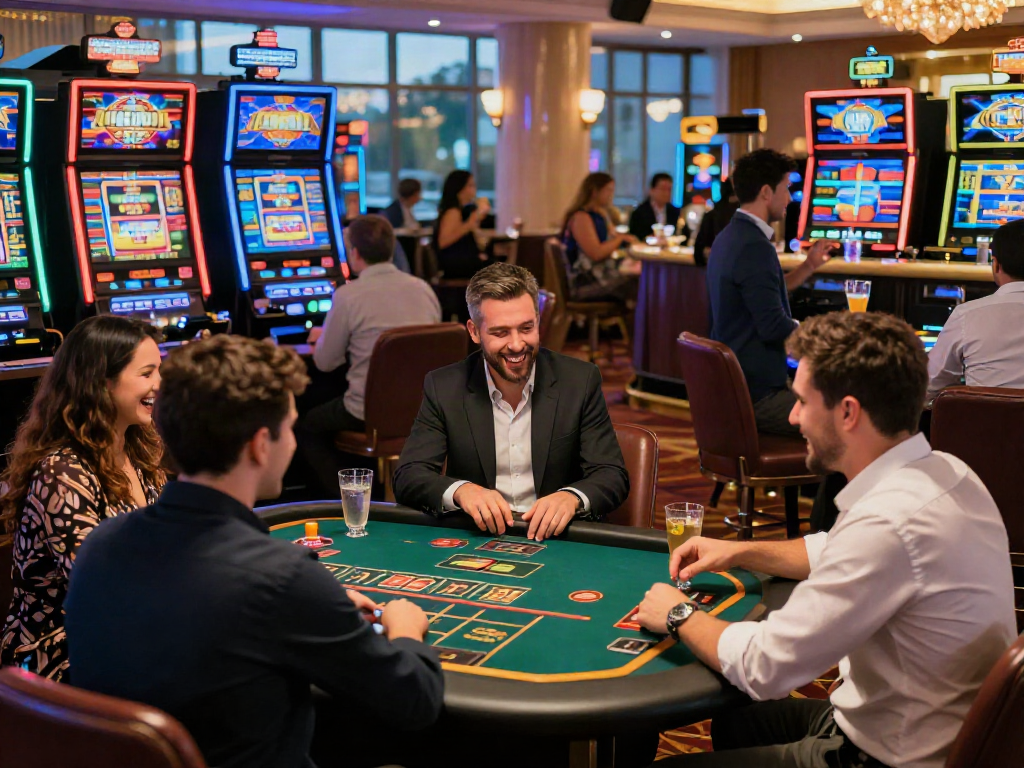 Engaging casino non gamstop scene with players at gaming tables and vibrant atmosphere.