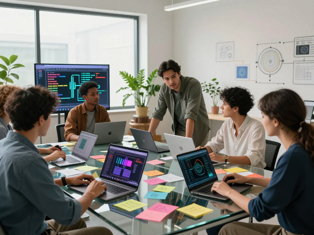 Creative team exploring nsfw ai technology in a modern workspace