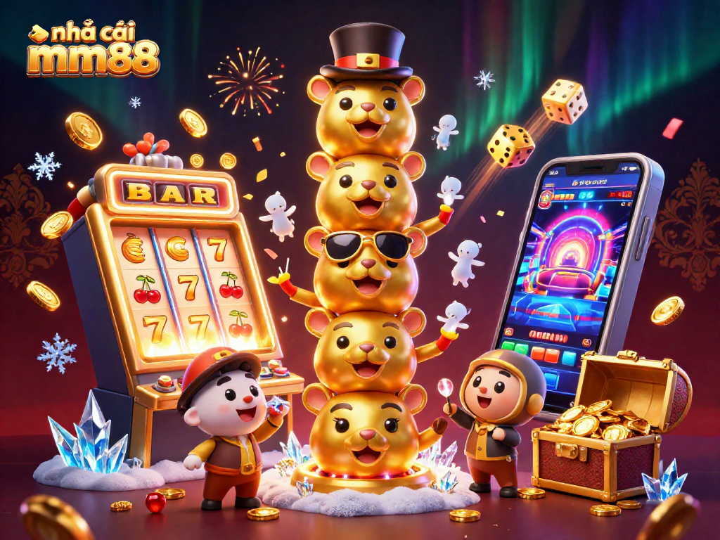 Experience the excitement of nhà cái mm88 with vibrant casino-themed elements and colorful animations.