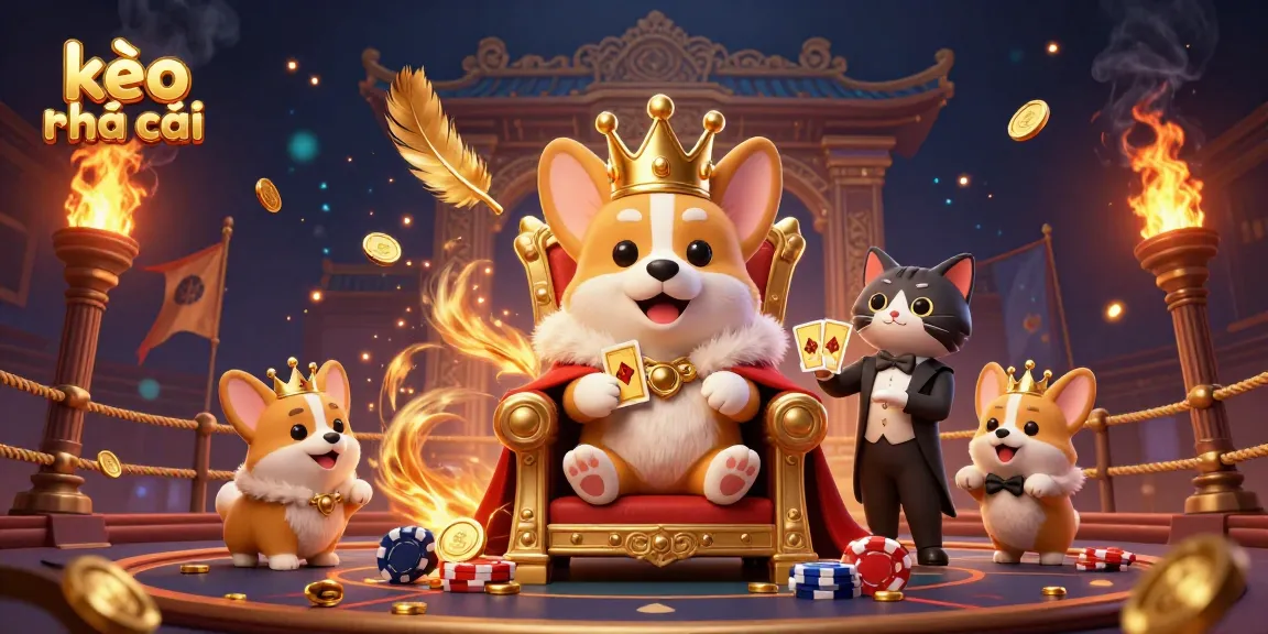 Engage with kèo nhà cái through a vibrant 3D illustration of cartoon royalty in a betting arena.
