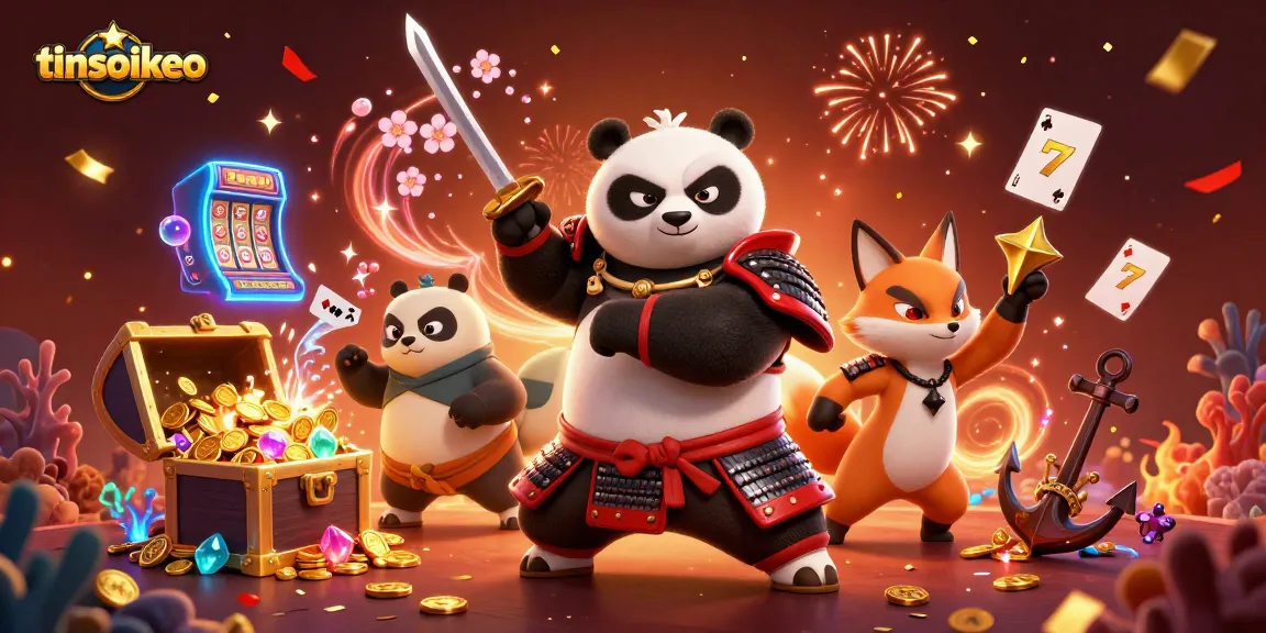 Place your bets with tinsoikeo's engaging samurai panda and magical characters in an exciting casino world.