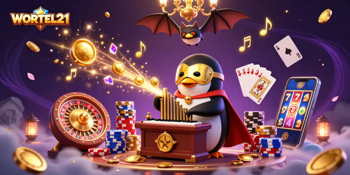 Experience WORTEL21's thrilling atmosphere with a lively penguin organist and dynamic casino elements.