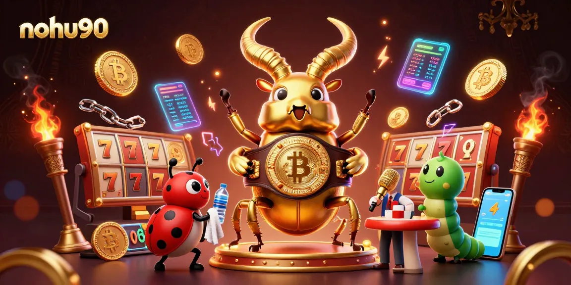 Nohu90 invites players to a thrilling jackpot adventure featured in a vibrant 3D illustration.