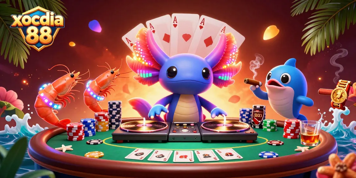Experience the excitement of xocdia 88 with vibrant casino elements and dynamic characters in a lively scene.