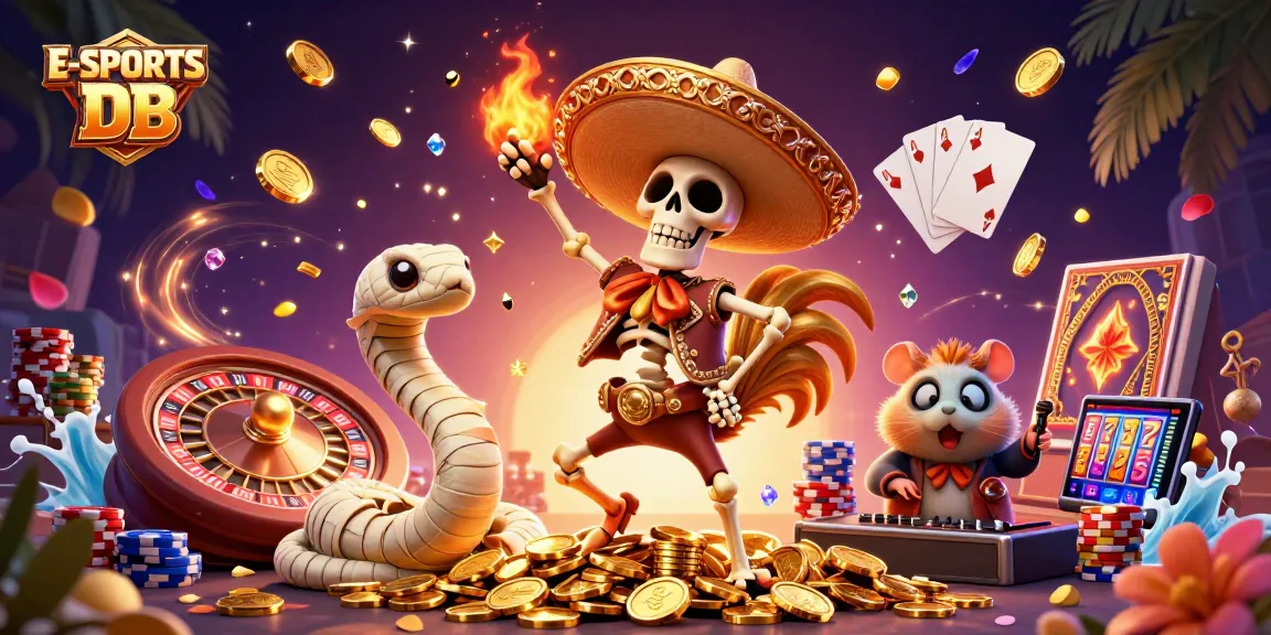 E-SPORTS DB showcases a colorful scene with dynamic characters and casino elements for immersive gaming