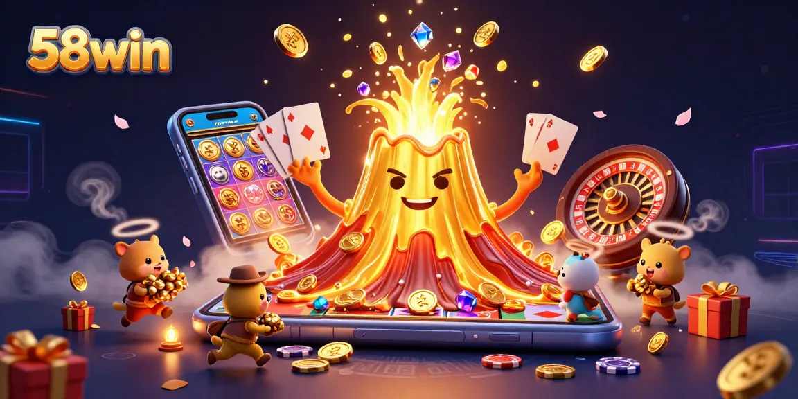 Experience excitement with 58win's volcano eruption of treasures in a thrilling casino setting.