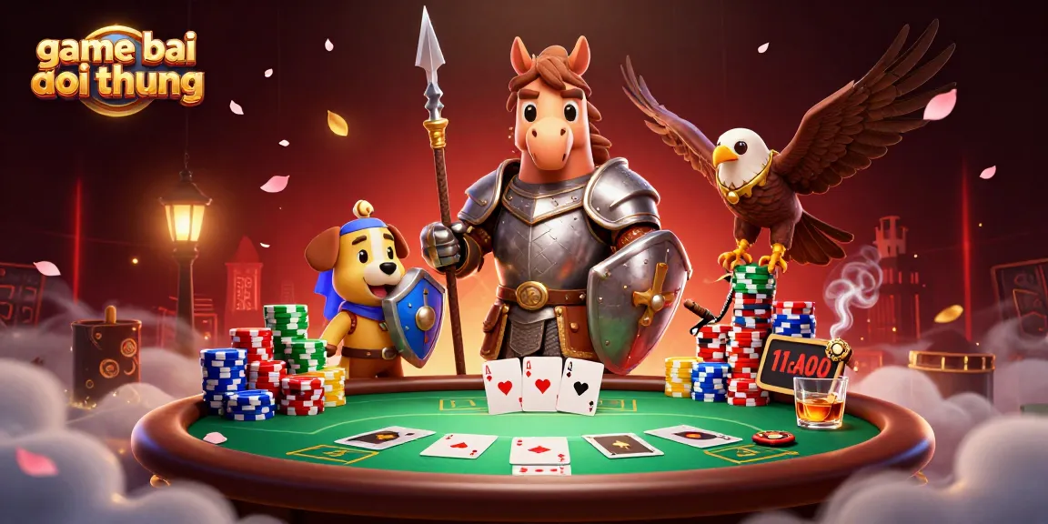 Engage with game bai doi thuong in a vibrant, dynamic poker scene filled with detailed characters and elements.