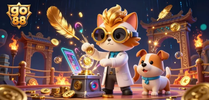 Spin the reels with go 88 in this vibrant 3D casino scene filled with fun and excitement!