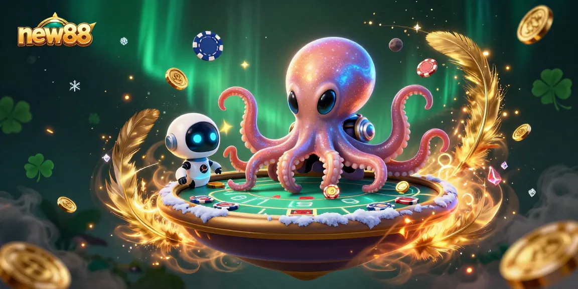 Engage with new88's thrilling holographic poker scene featuring vibrant elements and immersive gameplay.